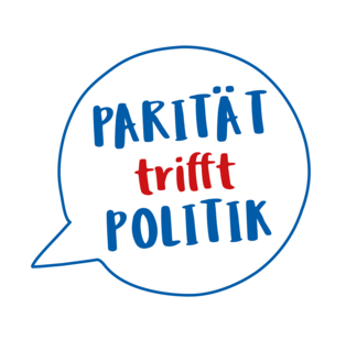 Sprechblase "Parität trifft Politik"
